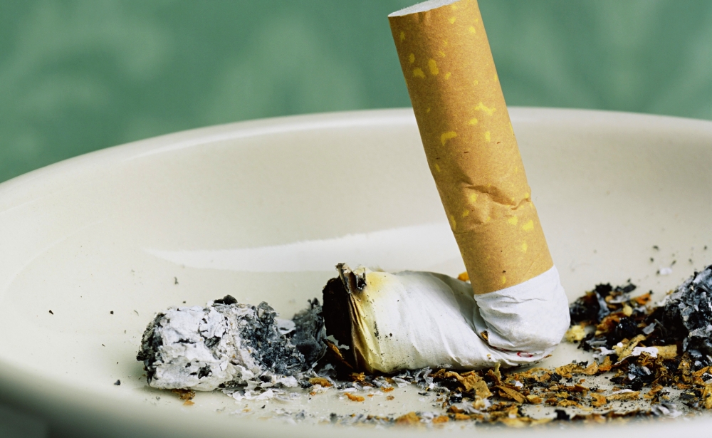 Cigarette stub in ashtray