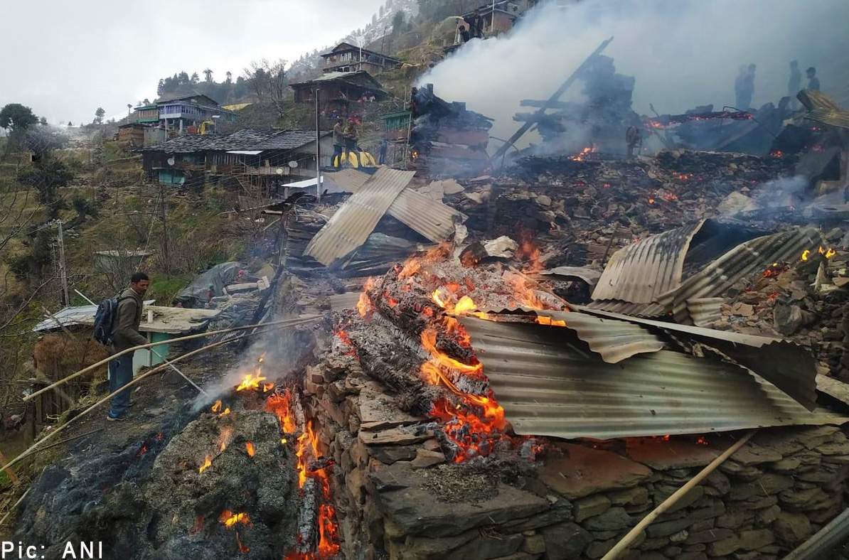 Fire in Jindi Village of Kullu district in Himachal Pradesh