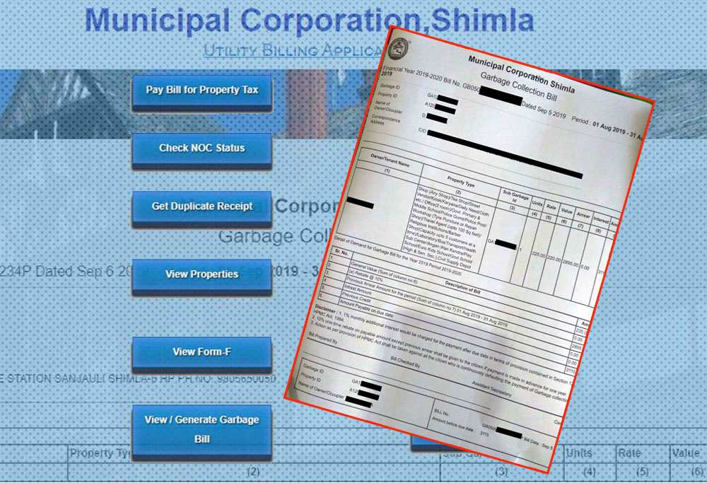 Shimla MC Online Garbage Bill Payment Portal
