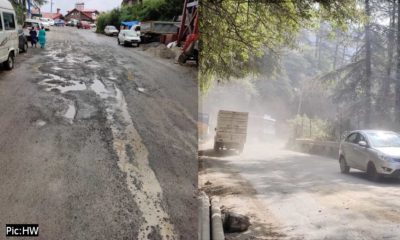 Shimla bypass road on NH 5 in poor condition