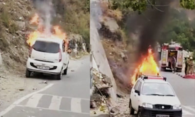 Car catches fire in chamba