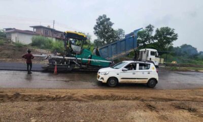 NHAI tarring in rain